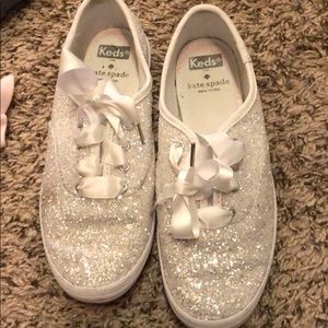Kate spade keds white glitter